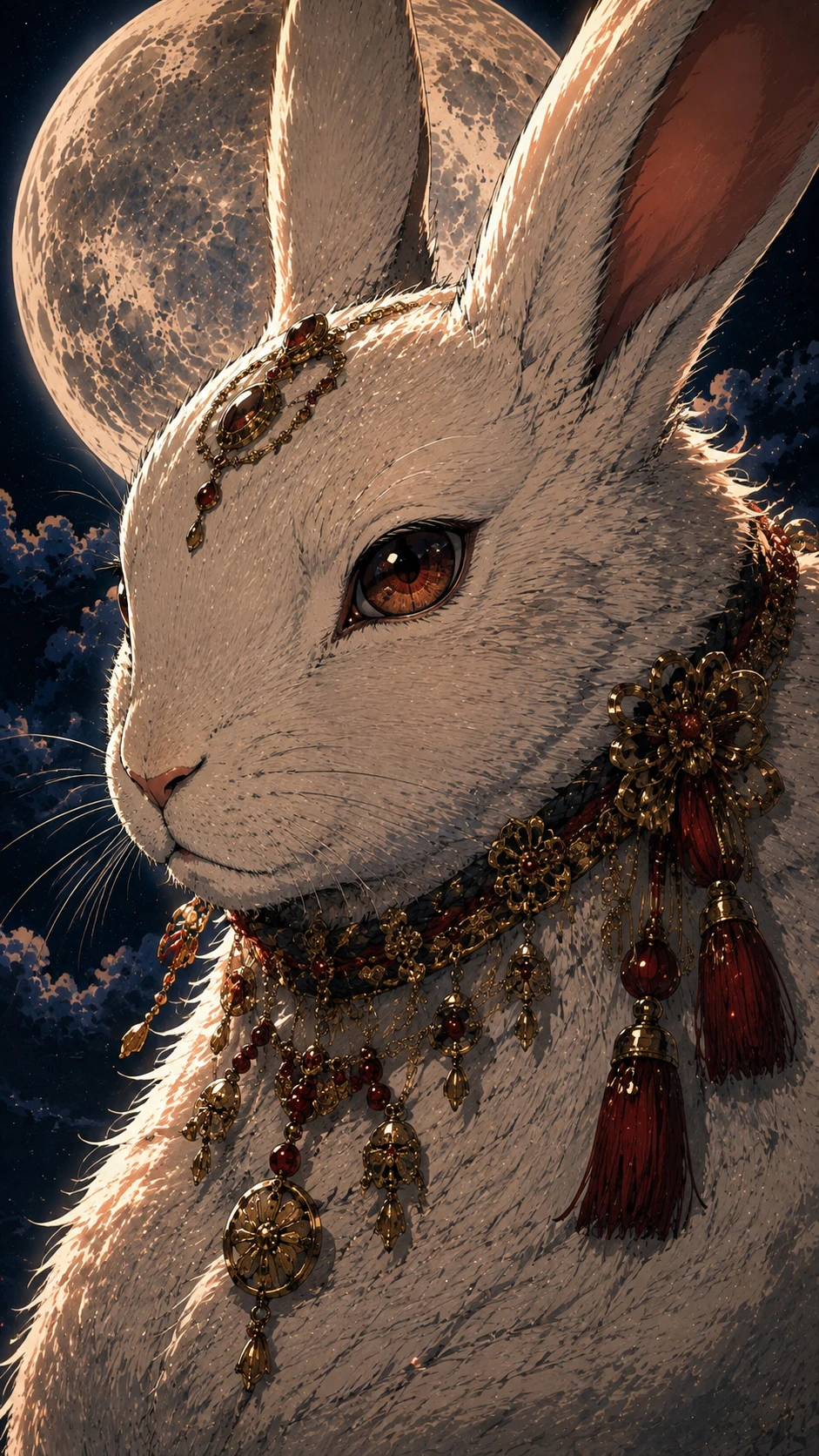 Moon Companions — Rabbit portrait