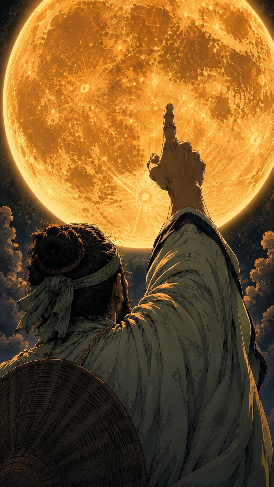Pointing to the Moon — Gesture detail