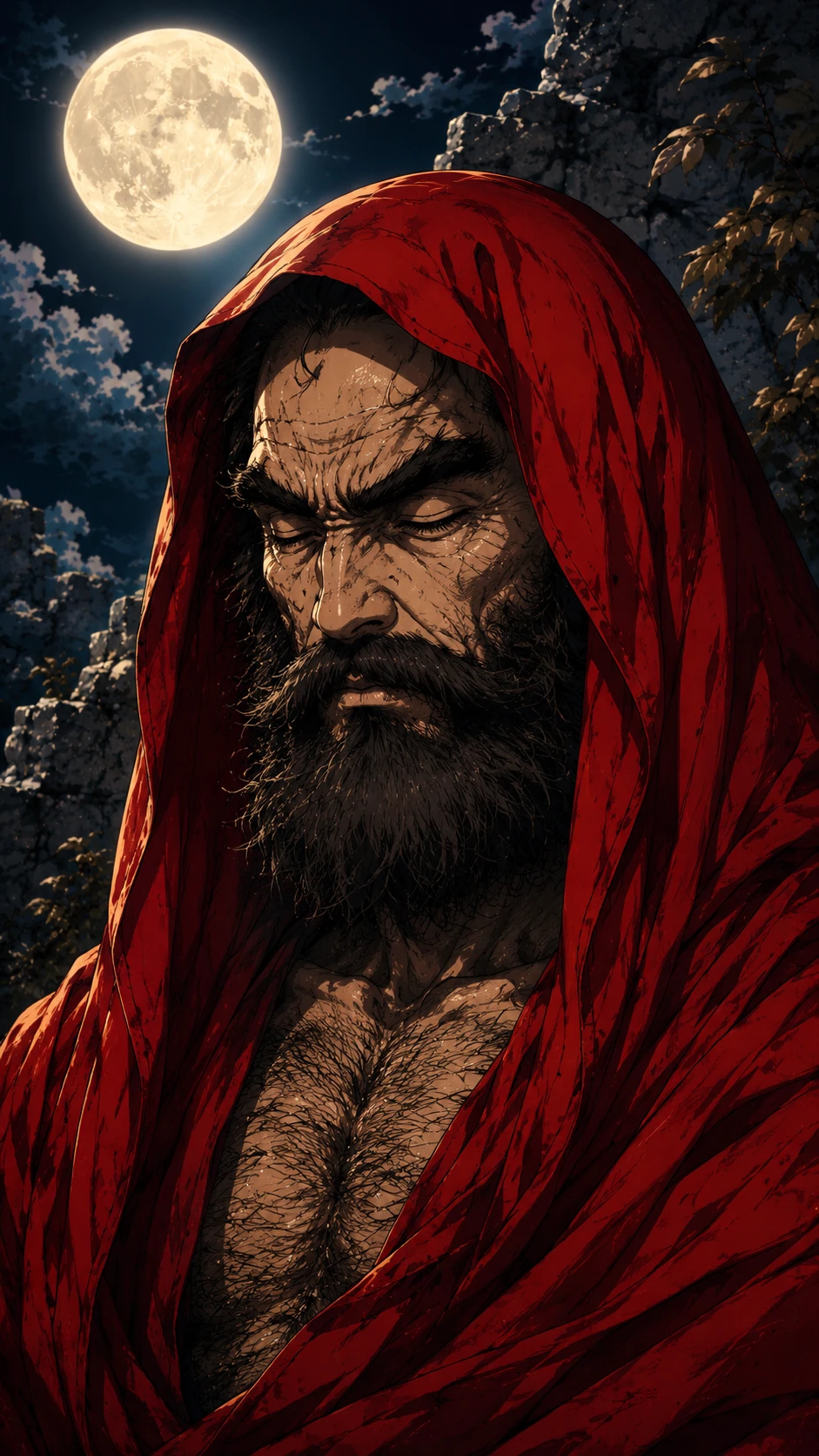 Red-Robed Meditation — Portrait detail